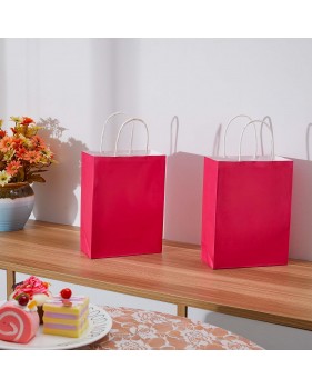 Roze Draagtassen van gekleurd kraftpapier met gevlochten oren 18x8x...