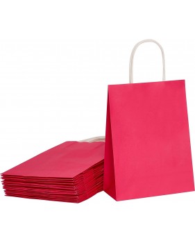Roze Draagtassen van gekleurd kraftpapier met gevlochten oren 18x8x...
