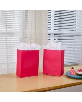 Roze Draagtassen van gekleurd kraftpapier met gevlochten oren 18x8x...