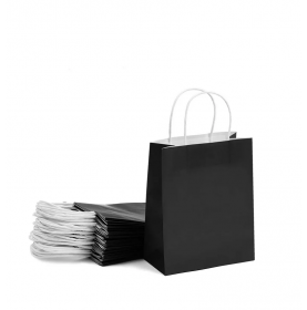Sacs kraft couleur noir à poignées torsadées 18x8x22cm  - Accueil