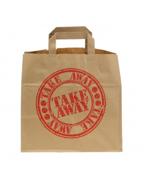 Draagtassen " Take away" van gekleurd kraftpapier met platte oren 2...