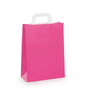 Sacs kraft couleur rose à poignées plates  - Accueil 2