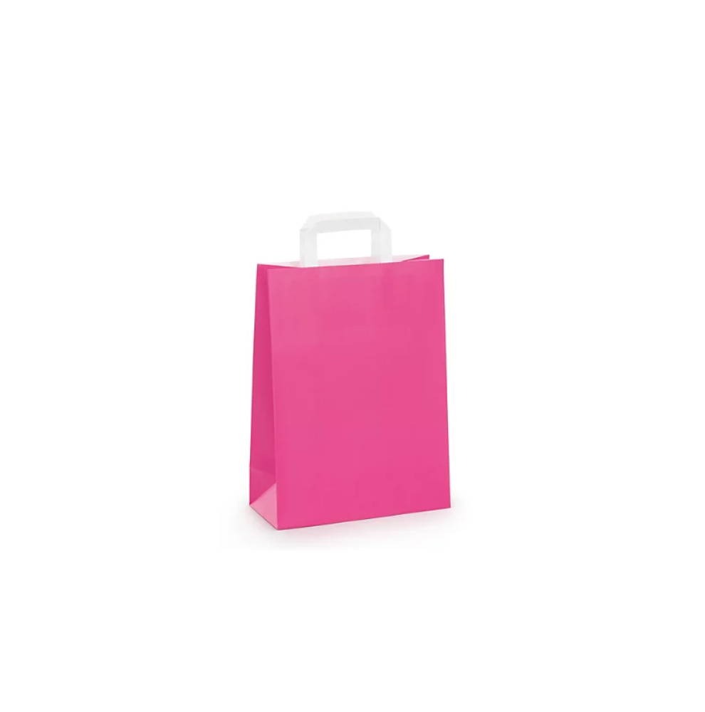 Roze draagtassen van gekleurd kraftpapier met platte oren  - Home Roze draagtassen van gekleurd kraftpapier met platte oren  - Home