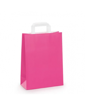 Sacs kraft couleur rose à poignées plates  - Accueil