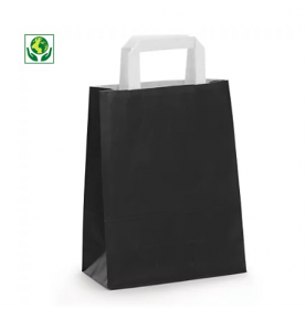 Sacs kraft couleur noir à poignées plates  - Accueil 2