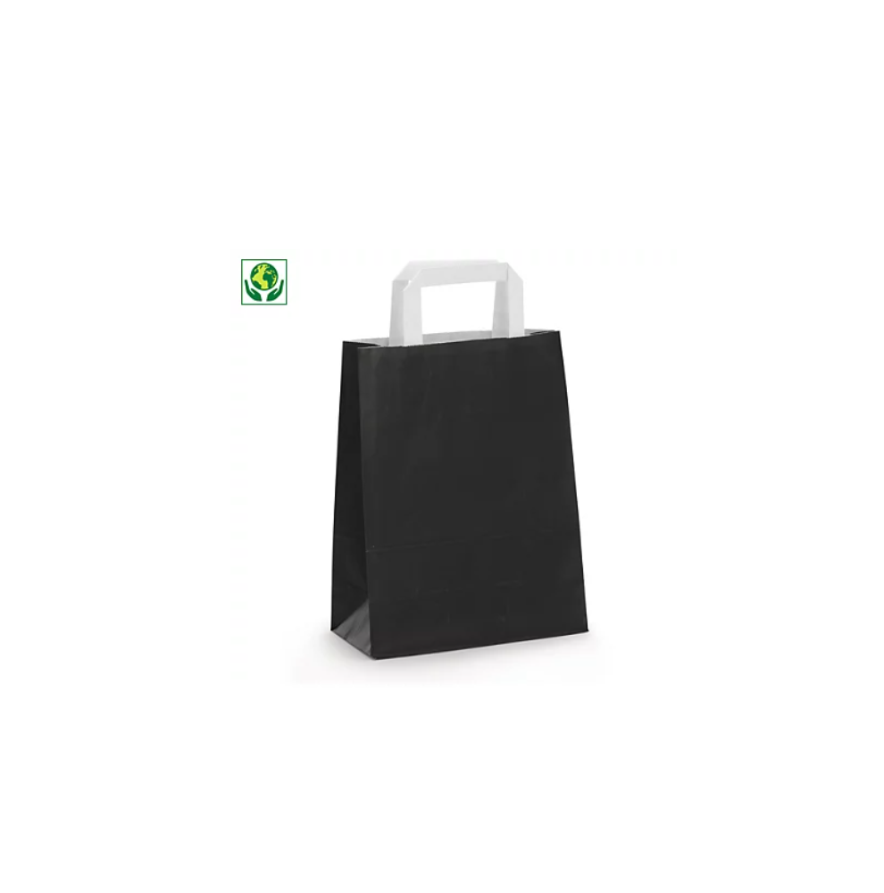 Zwarte draagtassen van gekleurd kraftpapier met platte oren  - Home Zwarte draagtassen van gekleurd kraftpapier met platte oren  - Home