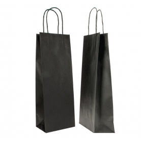 Kraft Wijntas 14+8x39cm voor 1 Fles Zwart / Flestas papier / Cadeau...