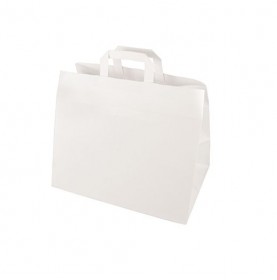 50x Take Away witte papieren draagtassen 32 x 17 x 27cm  - Home
