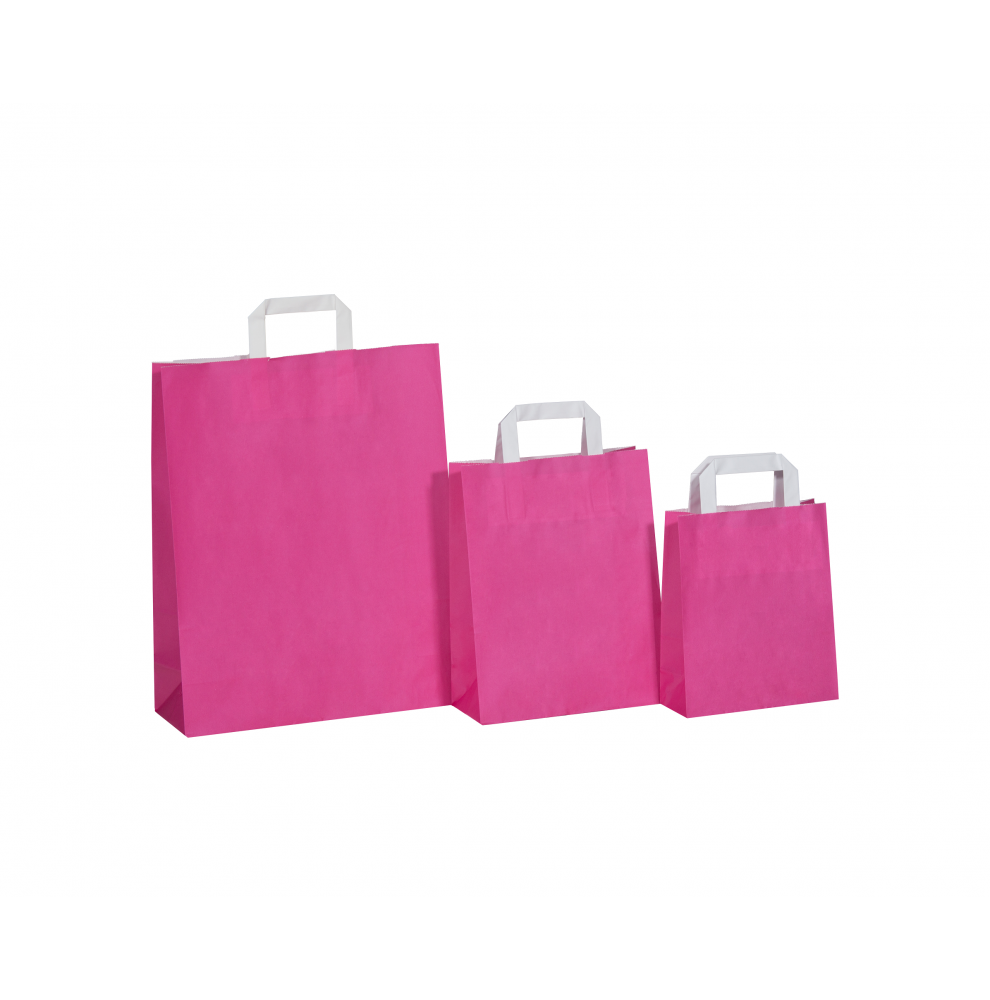 Roze draagtassen van gekleurd kraftpapier met platte oren  - Home