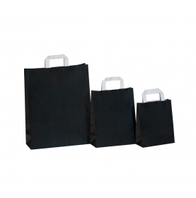 Sacs kraft couleur noir à poignées plates  - Accueil