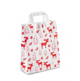 Kerst draagtassen van kraftpapier met platte oren " Red Elk"  - Home