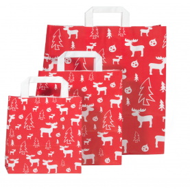 Kerst draagtassen van kraftpapier met platte oren " White Elk"  - Home 2
