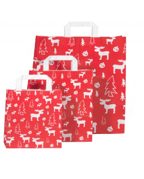 Kerst draagtassen van kraftpapier met platte oren " White Elk"  - Home