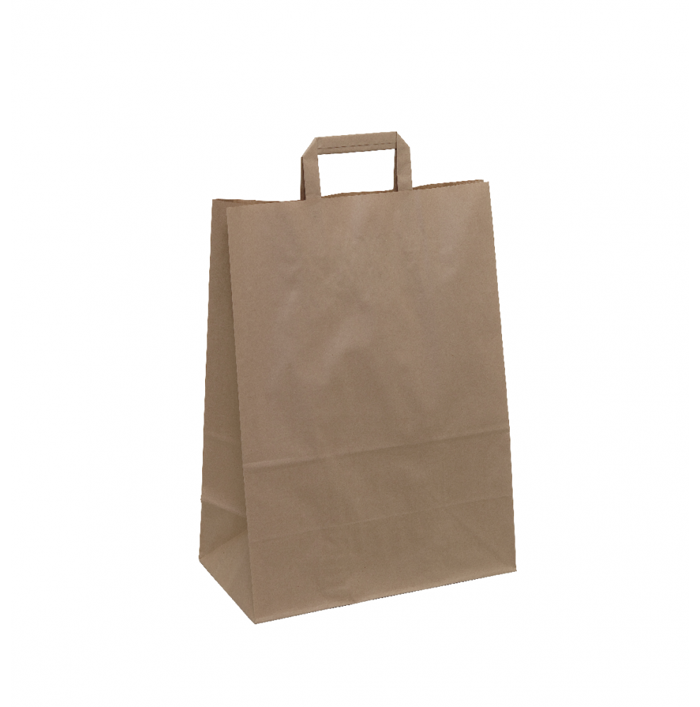 Sacs en papier kraft brun à poignées plates  - Accueil