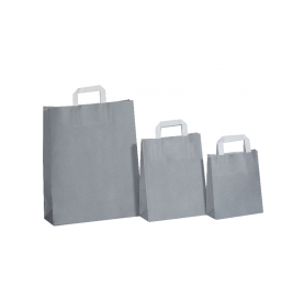 Sacs kraft couleur gris à poignées plates  - Accueil