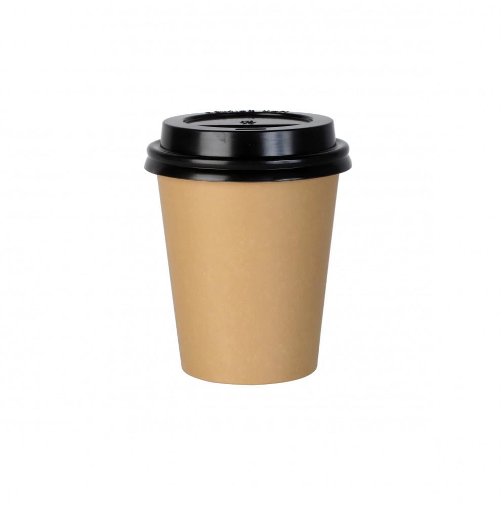 Gobelet à café à emporter Kraft 80mm 240ml marron- 100 pièces + cou...