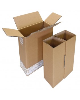 Boite d'expédition pour 2 bouteilles - double cannelure  - Accueil