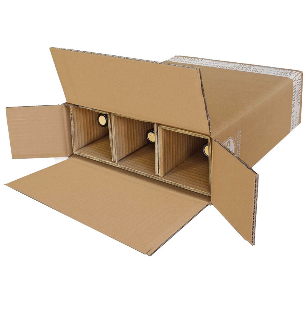 Wijnverzenddoos 3 flessen dubbelgolf / Verzenddoos voor 1 fles / Fl...
