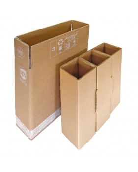 Boite d'expédition pour 3 bouteilles - double cannelure  - Accueil