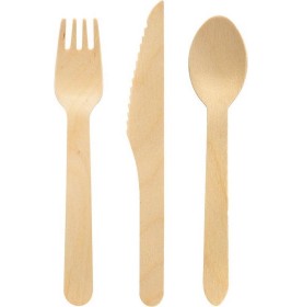 Houten wegwerp bestek set 16 cm bio/eco/milieubewust - 100 Vorken/ ...