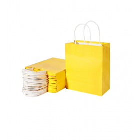 Sacs kraft couleur jaune à poignées torsadées 18x8x22cm  - Accueil
