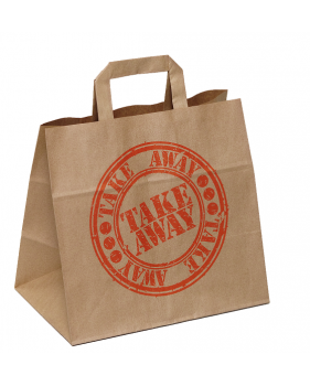 Draagtassen " Take away" van gekleurd kraftpapier met platte oren 2...