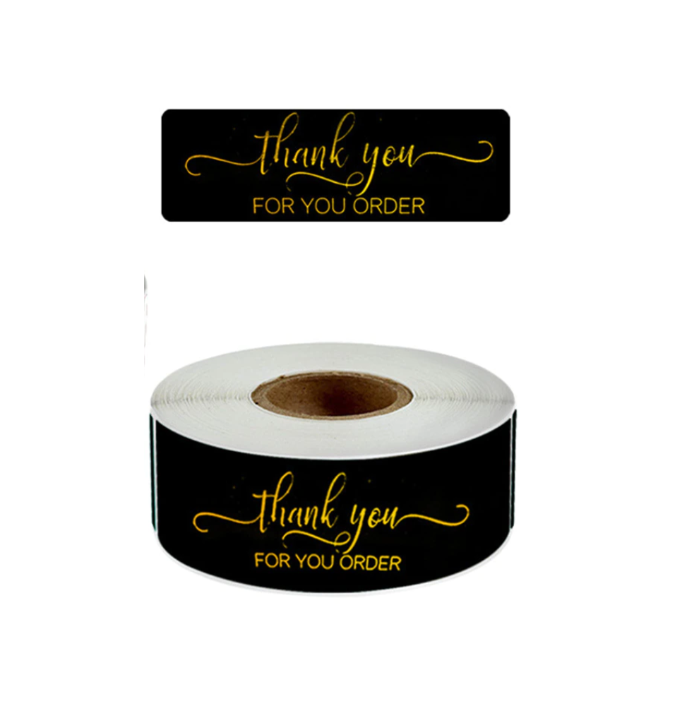 120 Etiquettes noires en rouleau " Thank you for you order " 7,5 x ...