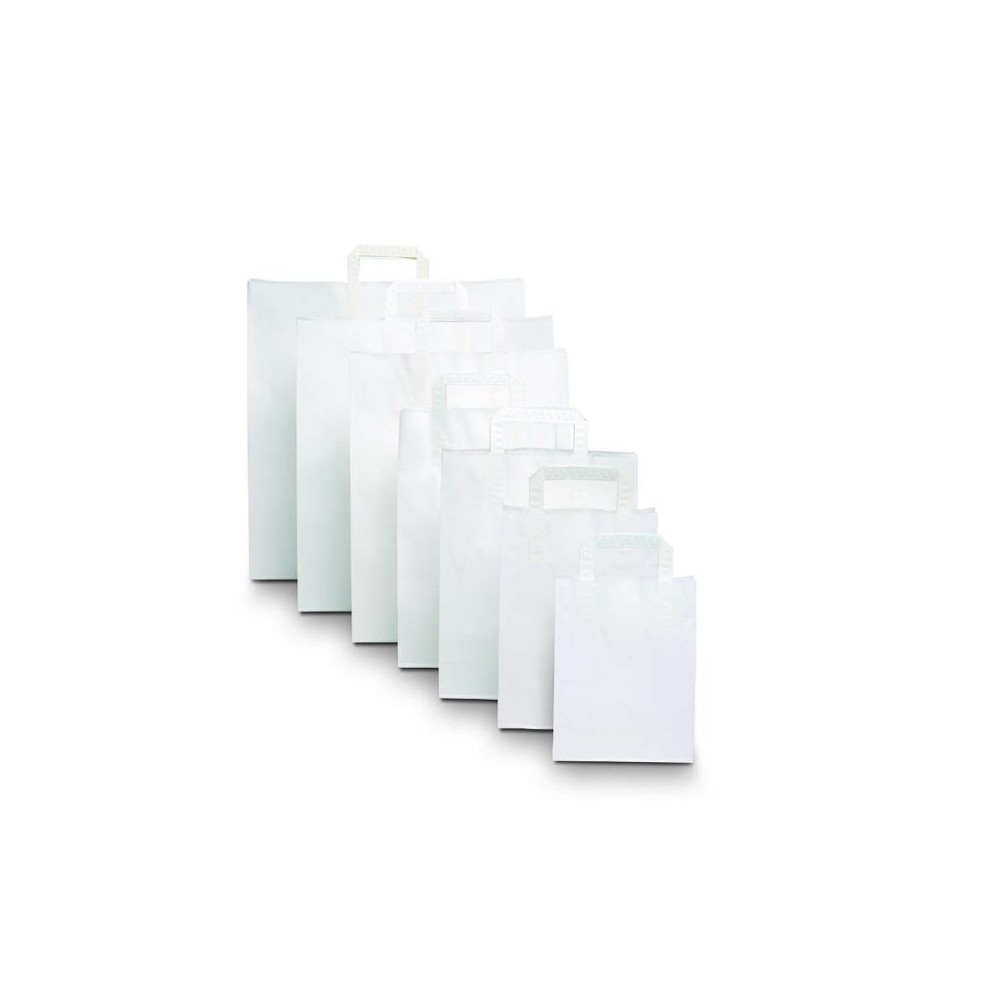 Sac en papier kraft blanc à poignées plates  - Accueil