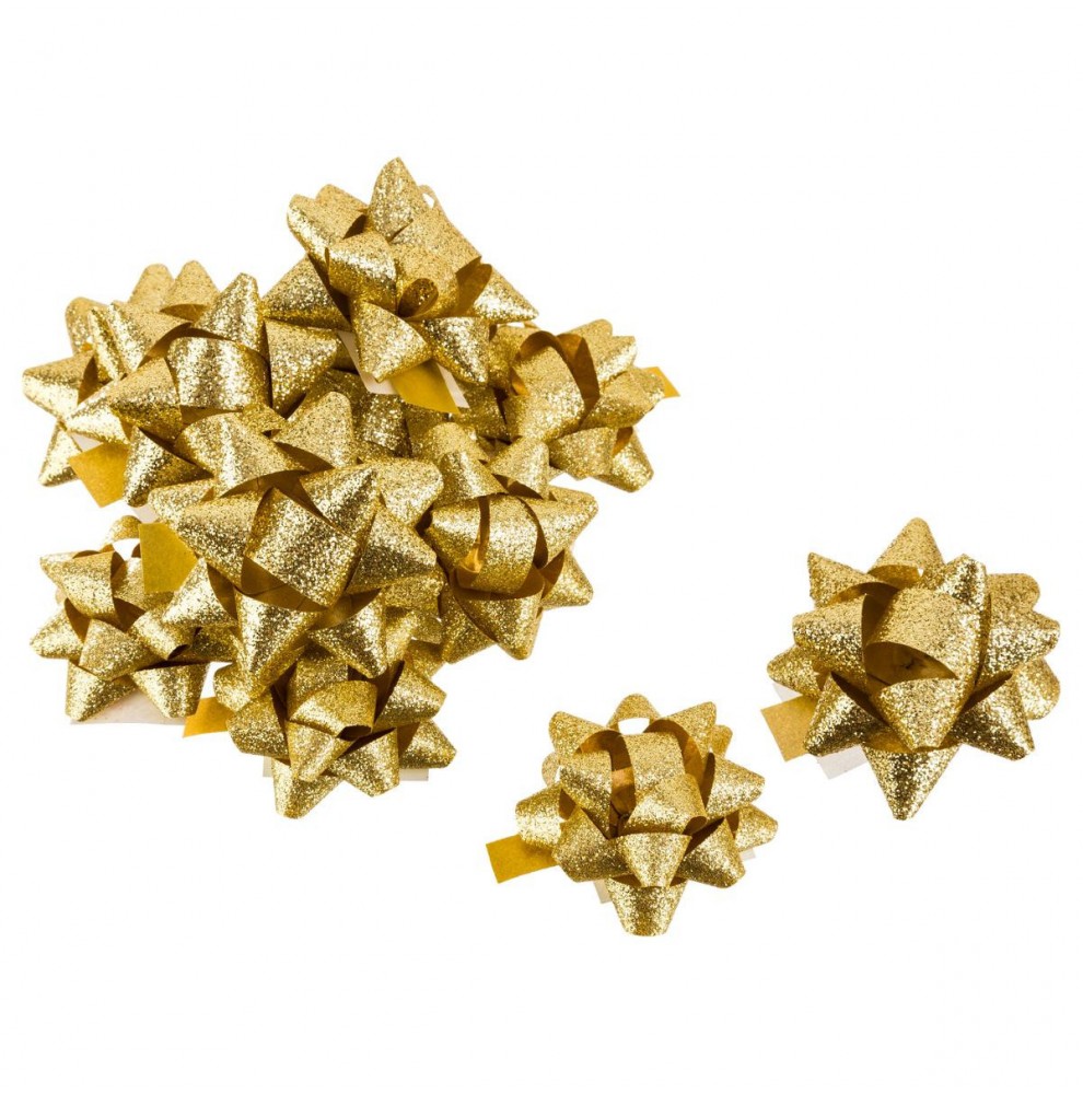 12 x Bolduc étoile adhésive doré 6cm  - Accueil