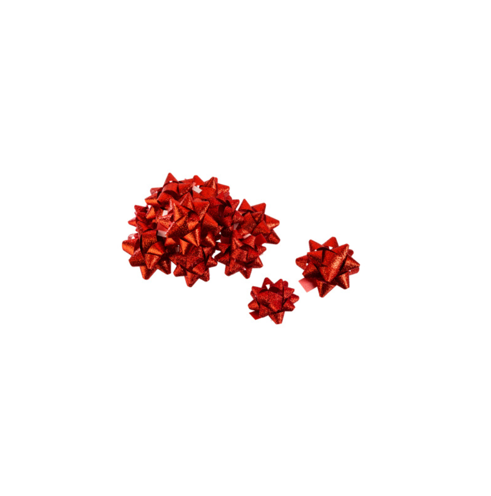 12 x Bolduc étoile adhésive rouge 6cm  - Accueil