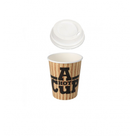 Koffiebeker karton 80mm 240ml 8oz A Hot Cup 100 stuks + witte dekse...