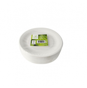 100 x assiettes 23cm en carton blanc éco  - Accueil 2