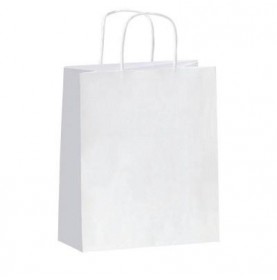 50 x Draagtassen van witte kraftpapier met gevlochten oren 18x8x22c... 2