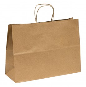 50 x Sacs kraft brun à poignées torsadées 26x17x25cm  - Accueil