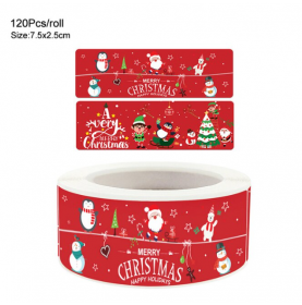 120 stickers op rol " Merry Christmas" 7,5 x 2,5cm  - Home