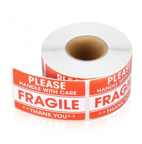 100 stickers op rol "Fragile " 5.08x7.62 cm  - Home