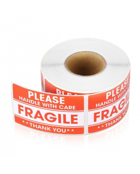 100 stickers op rol "Fragile " 5.08x7.62 cm  - Home