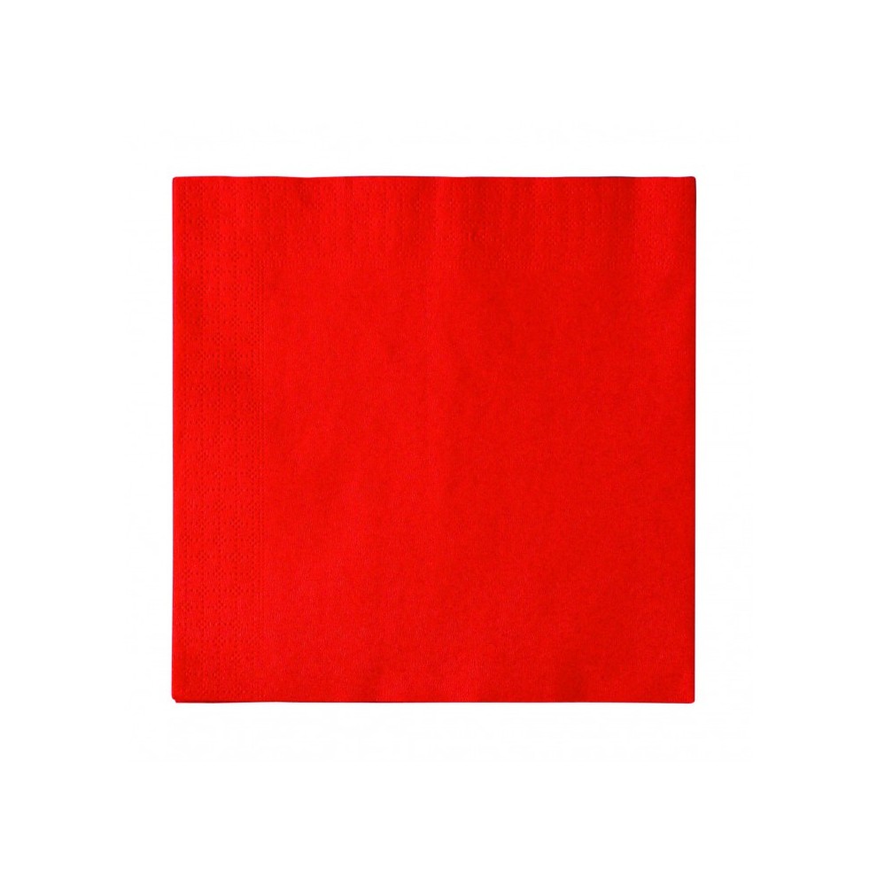 set de 40 serviettes cocktail rouge 24x24cm en papier 2 couches  - ...