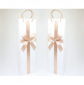 Sacs kraft pour 1 bouteille " Noeud satin" 35x10x10cmcm en papier k...