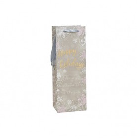 Sacs kraft pour 1 bouteille " Happy Holidays" 35x10x10cmcm en papie...