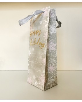 Sacs kraft pour 1 bouteille " Happy Holidays" 35x10x10cmcm en papie...