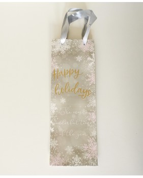 Sacs kraft pour 1 bouteille " Happy Holidays" 35x10x10cmcm en papie...