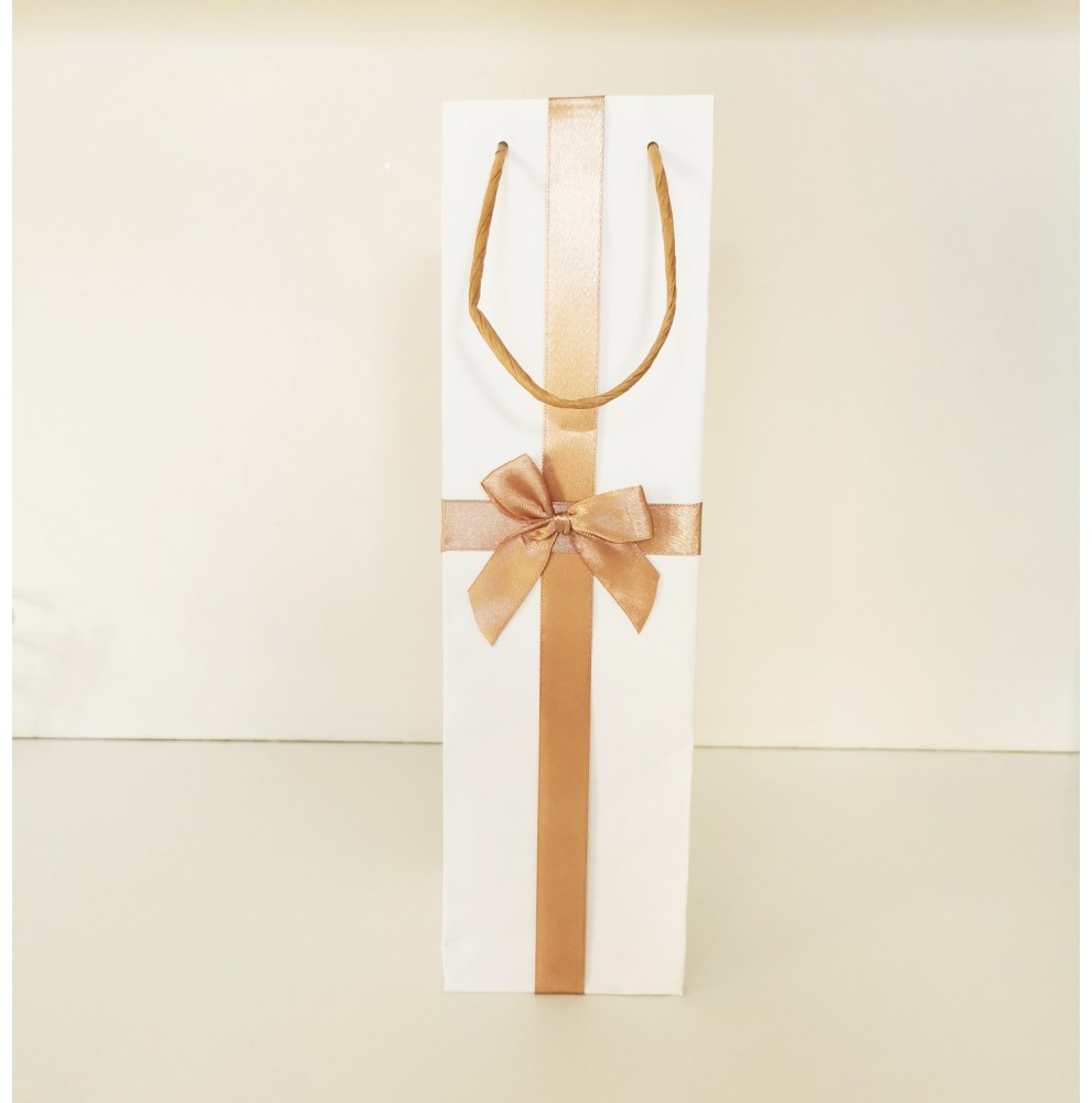 Sacs kraft pour 1 bouteille " Noeud satin" 35x10x10cmcm en papier k...