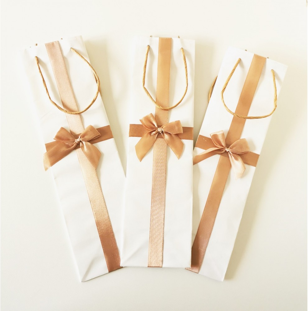 Sacs kraft pour 1 bouteille " Noeud satin" 35x10x10cmcm en papier k...