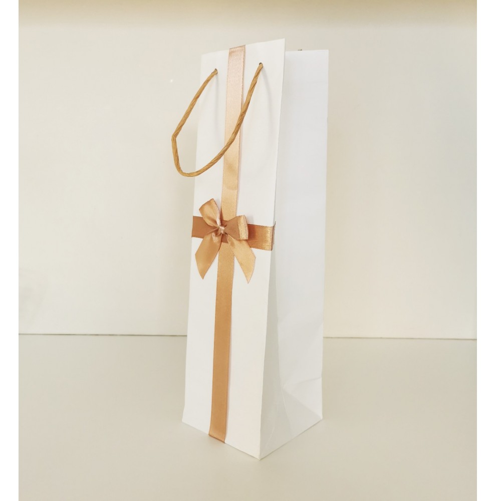 Sacs kraft pour 1 bouteille " Noeud satin" 35x10x10cmcm en papier k...