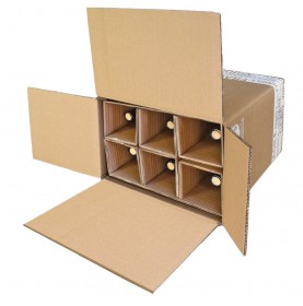 Boite d'expédition pour 6 bouteilles - double cannelure  - Accueil 2