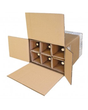Wijnverzenddoos 6 flessen dubbelgolf / Verzenddoos voor 1 fles / Fl...