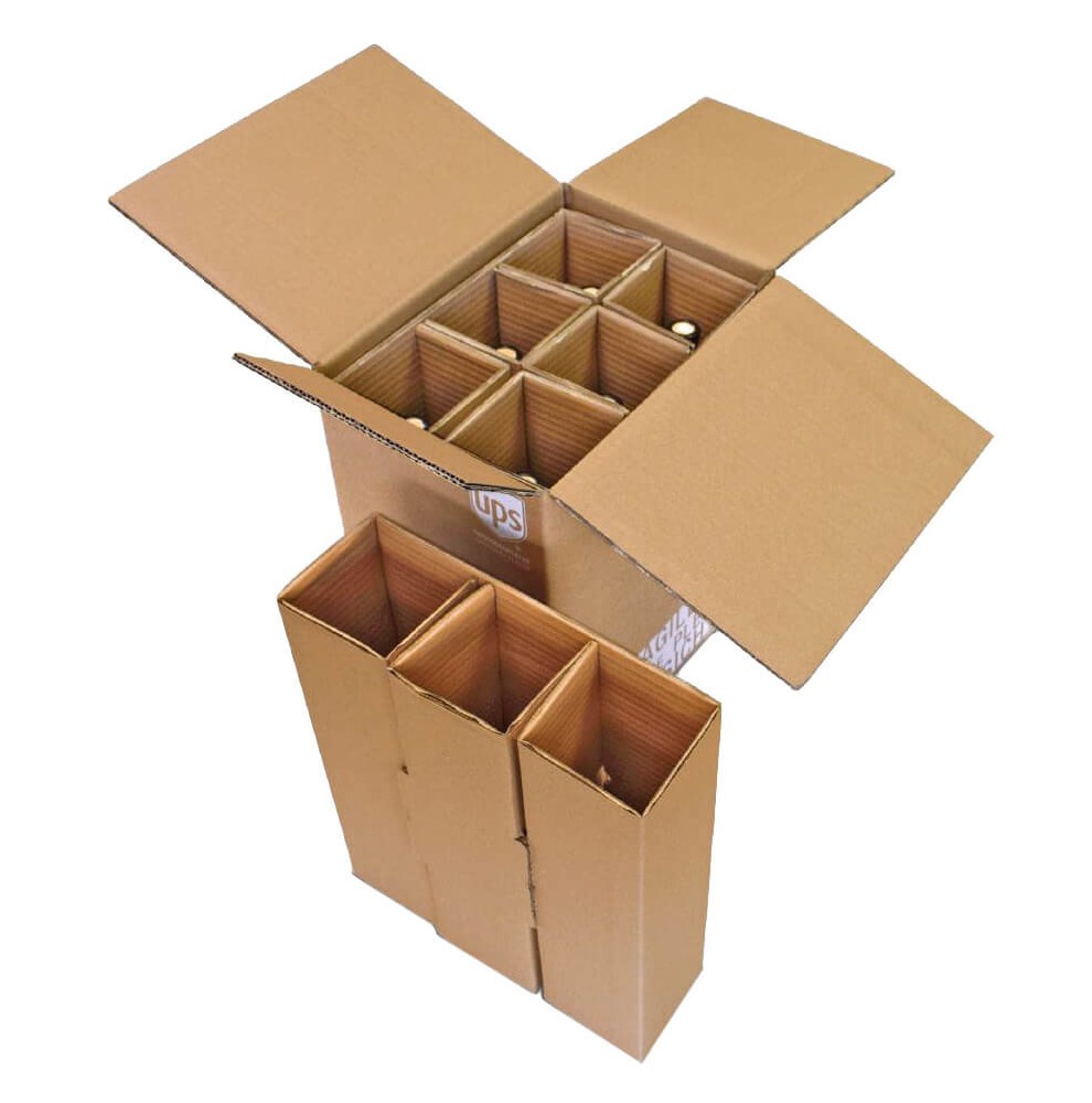 Wijnverzenddoos 6 flessen dubbelgolf / Verzenddoos voor 1 fles / Fl...