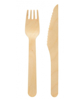 100 assiettes carton 23cm + 100 fourchettes +100 couteaux en bois+1...