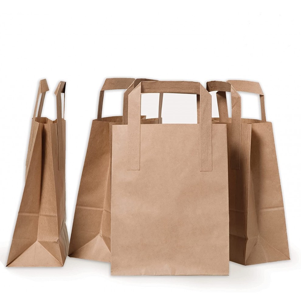 Sacs en papier kraft brun à poignées plates  - Accueil